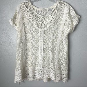 Miss Me Sheer Floral Lace Short Sleeve Top